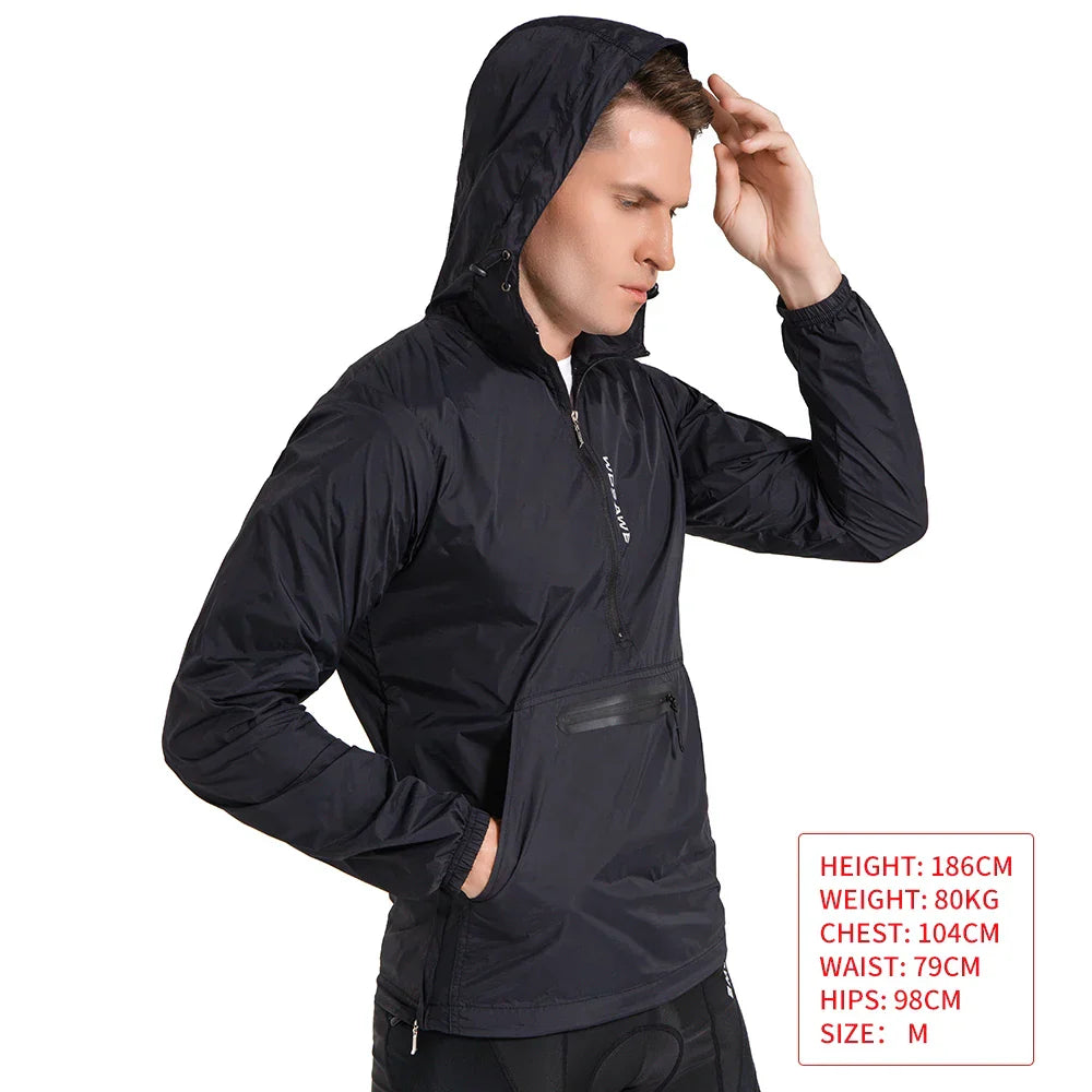 Veste coupe-vent à capuche pour homme pour le cyclisme