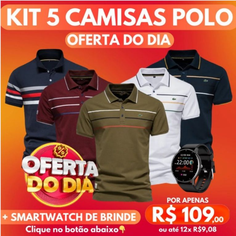 PROMOÇÃO DE 5 CAMISAS GOLO POLO!!!  QUEIMA DE ESTOQUE